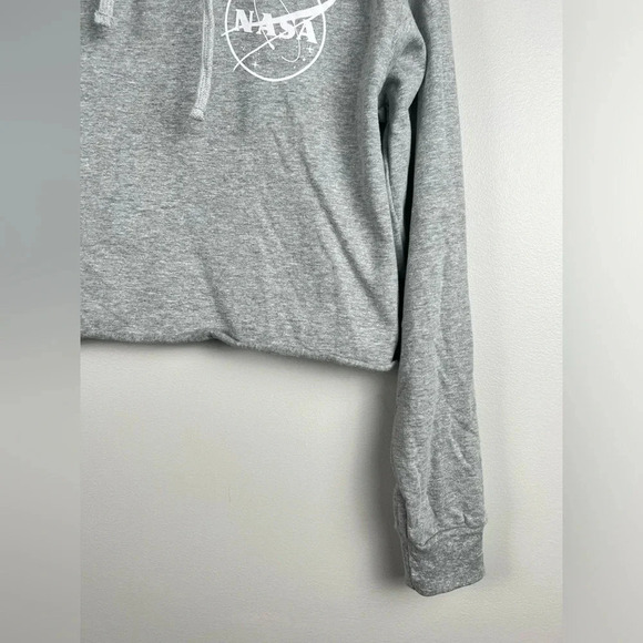NASA Grey Cropped Hoodie, Size Medium by Freeze, every day hoodie, soft gray - Picture 2 of 6
